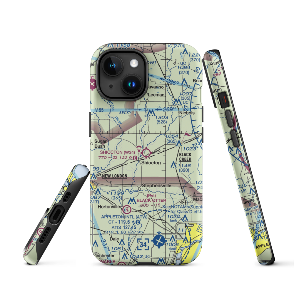Shiocton Airport (W34) VFR Sectional  Tough iPhone Case iPhone 15 model shown