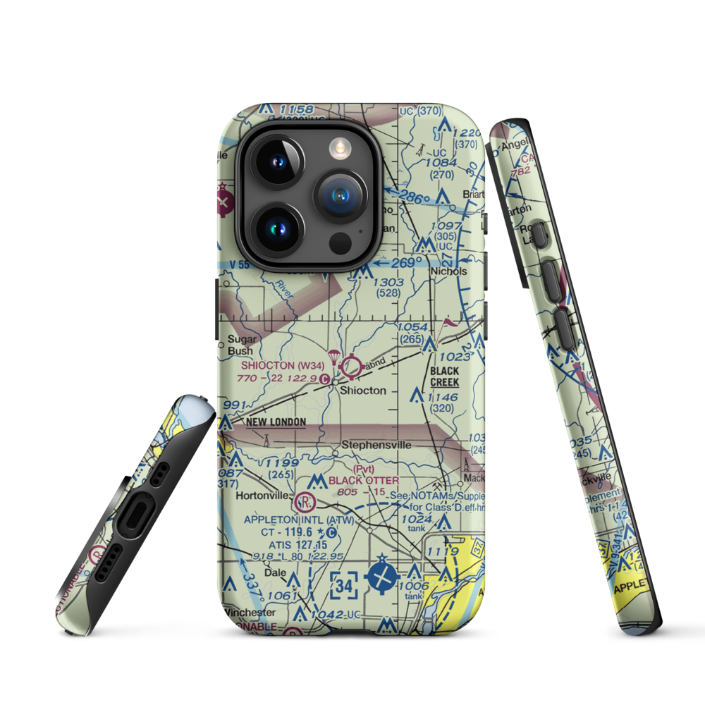 Shiocton Airport (W34) VFR Sectional  Tough iPhone Case iPhone 15 Pro model shown