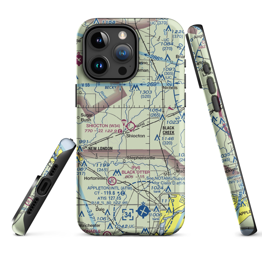 Shiocton Airport (W34) VFR Sectional  Tough iPhone Case iPhone 15 Pro Max model shown