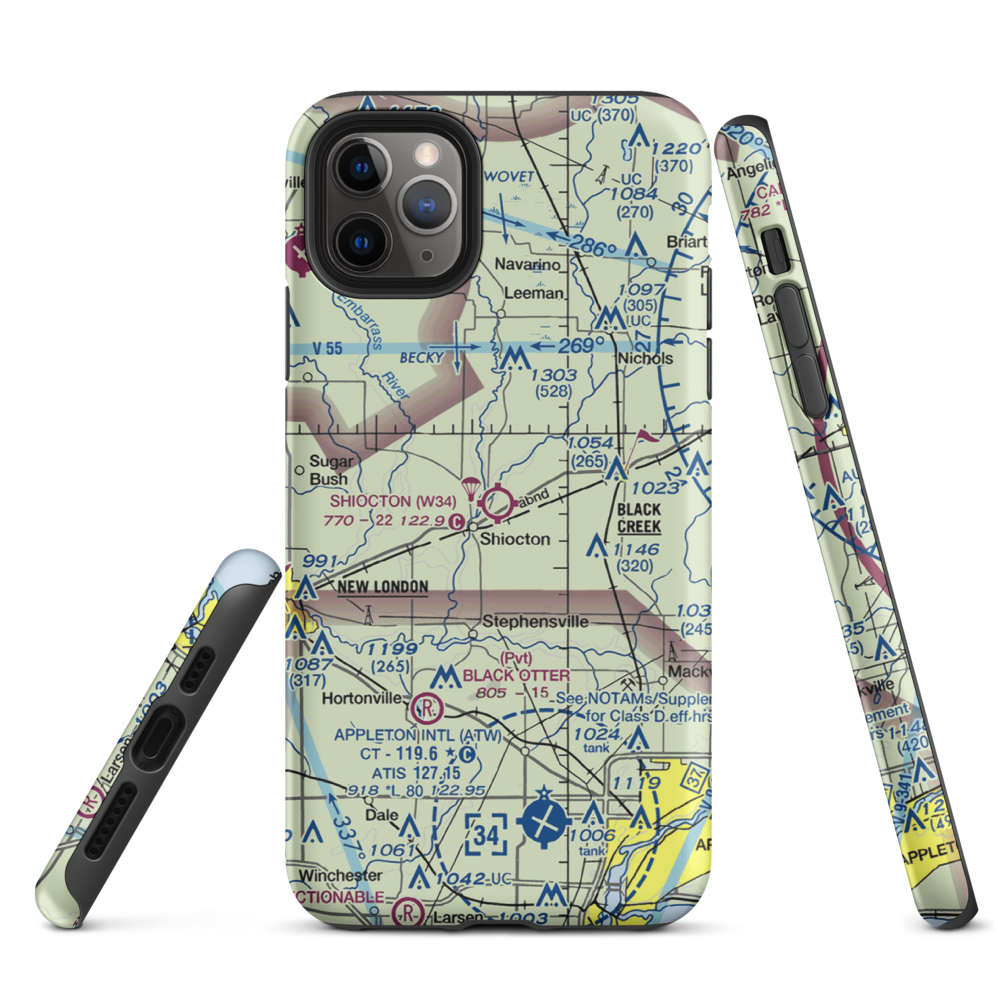 Shiocton Airport (W34) VFR Sectional  Tough iPhone Case iPhone 11 Pro Max model shown