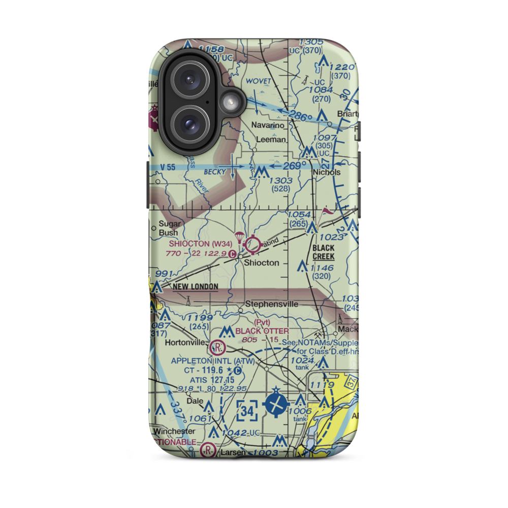 Shiocton Airport (W34) VFR Sectional  Tough iPhone Case iPhone 16 Plus model shown