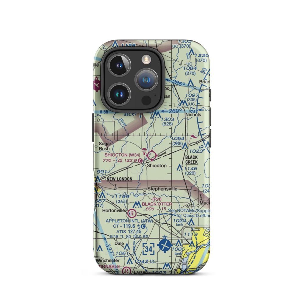 Shiocton Airport (W34) VFR Sectional  Tough iPhone Case iPhone 16 Pro model shown