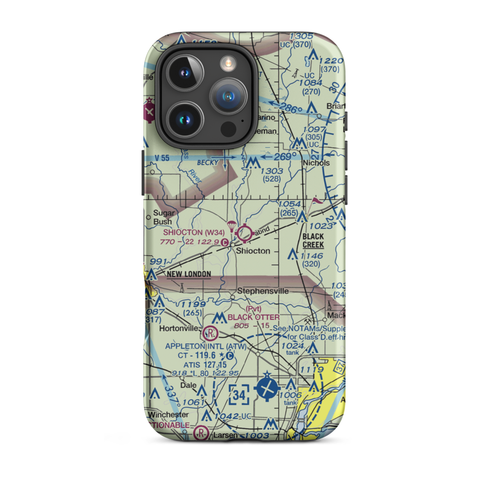 Shiocton Airport (W34) VFR Sectional  Tough iPhone Case iPhone 16 Pro Max model shown