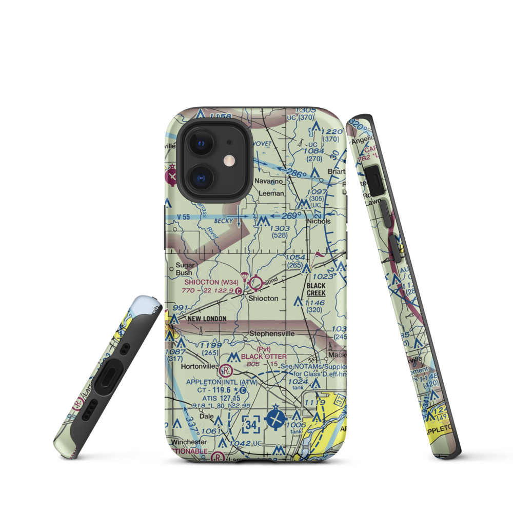 Shiocton Airport (W34) VFR Sectional  Tough iPhone Case iPhone 12 mini model shown