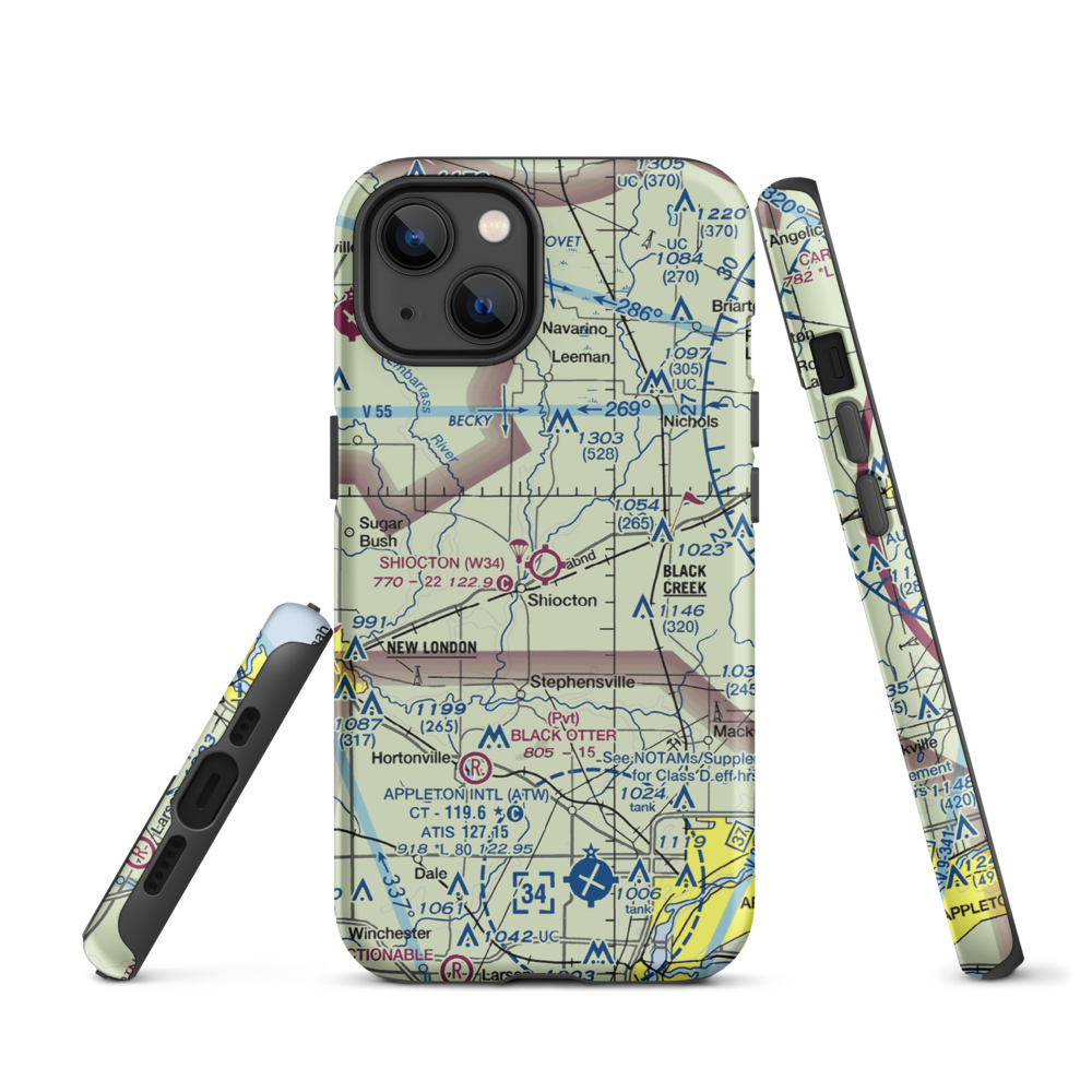 Shiocton Airport (W34) VFR Sectional  Tough iPhone Case iPhone 13 model shown