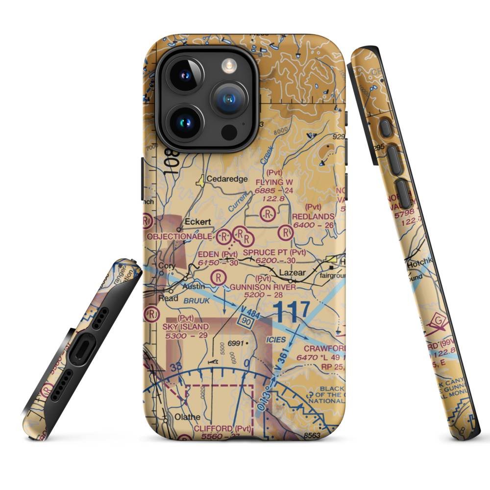 Shipman Ranch Airport (5CO1) VFR Sectional  Tough iPhone Case iPhone 15 Pro Max model shown