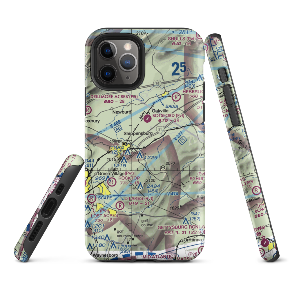 Shippensburg Airport (N42) VFR Sectional  Tough iPhone Case iPhone 11 Pro model shown