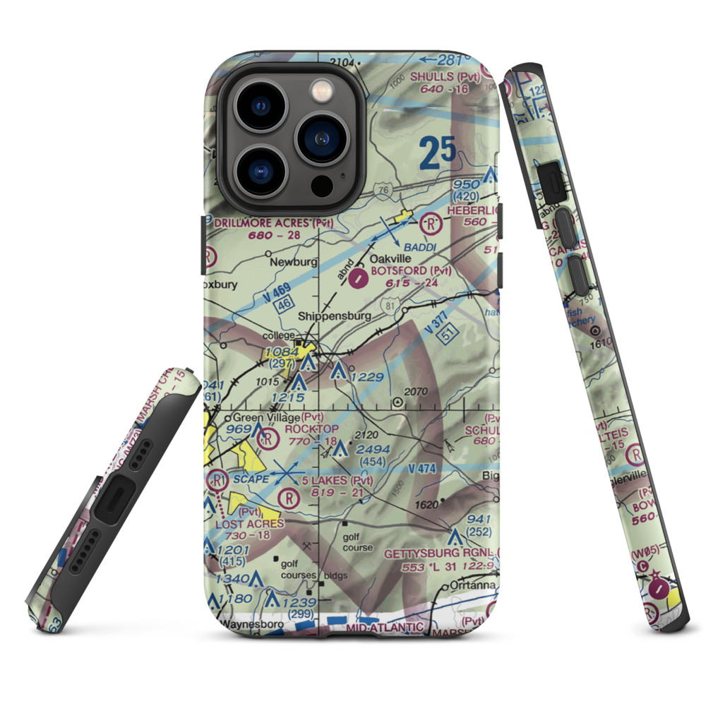 Shippensburg Airport (N42) VFR Sectional  Tough iPhone Case iPhone 13 Pro Max model shown