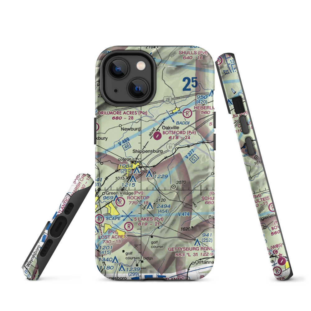 Shippensburg Airport (N42) VFR Sectional  Tough iPhone Case iPhone 14 model shown