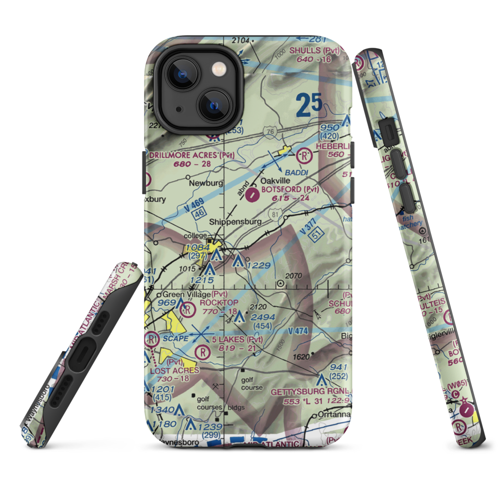 Shippensburg Airport (N42) VFR Sectional  Tough iPhone Case iPhone 14 Plus model shown