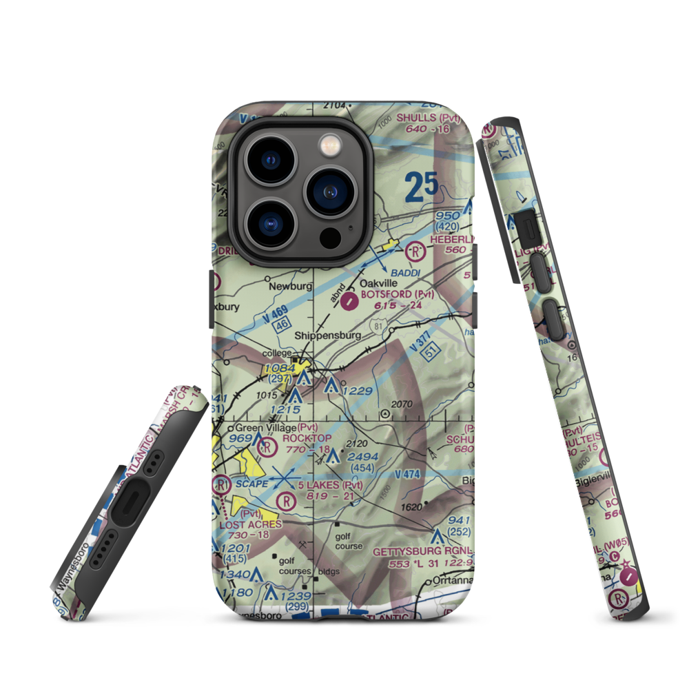 Shippensburg Airport (N42) VFR Sectional  Tough iPhone Case iPhone 14 Pro model shown