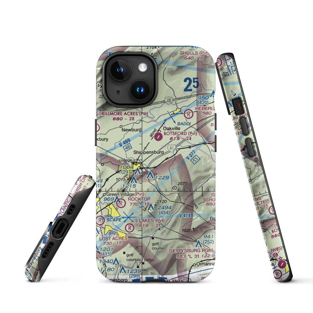 Shippensburg Airport (N42) VFR Sectional  Tough iPhone Case iPhone 15 model shown