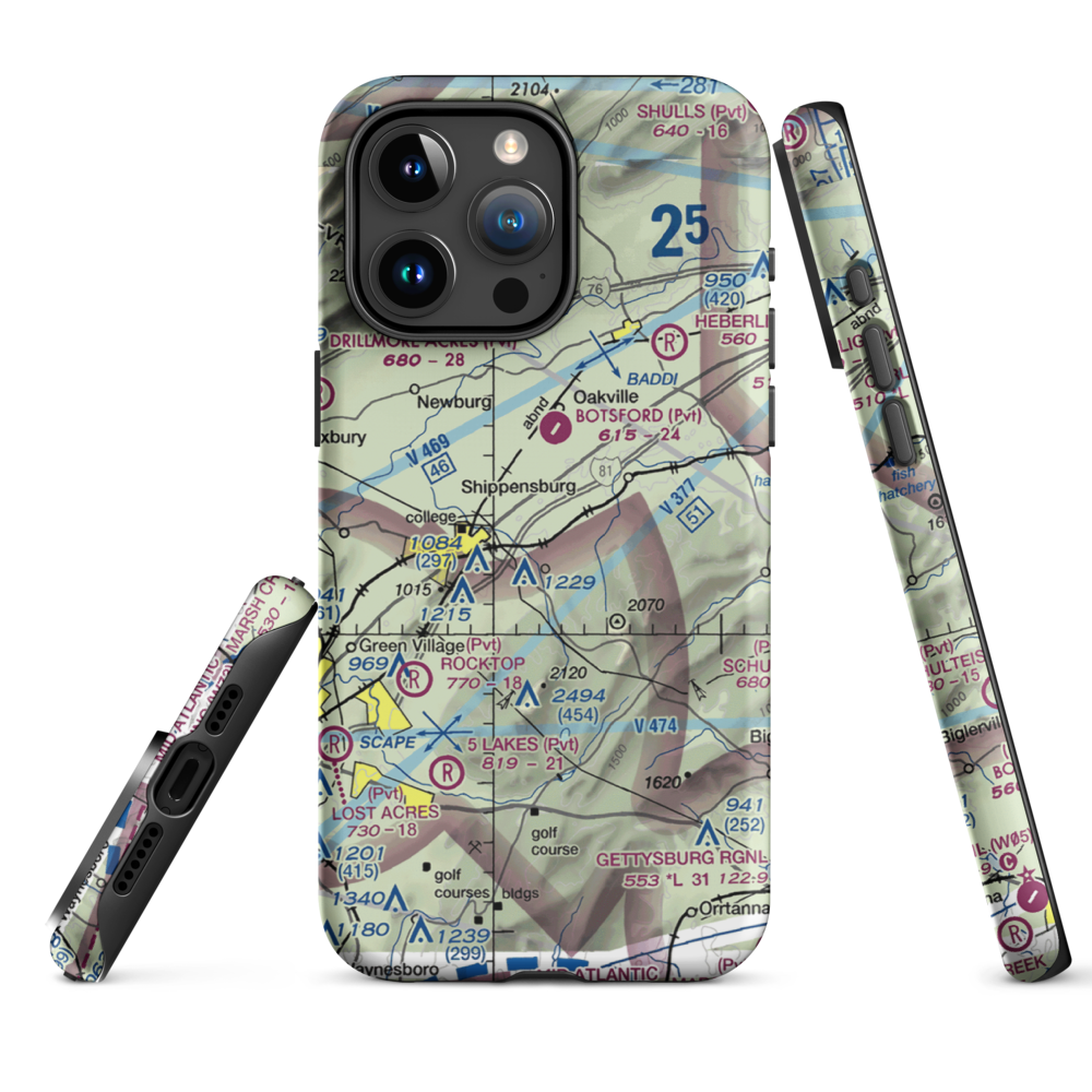 Shippensburg Airport (N42) VFR Sectional  Tough iPhone Case iPhone 15 Pro Max model shown