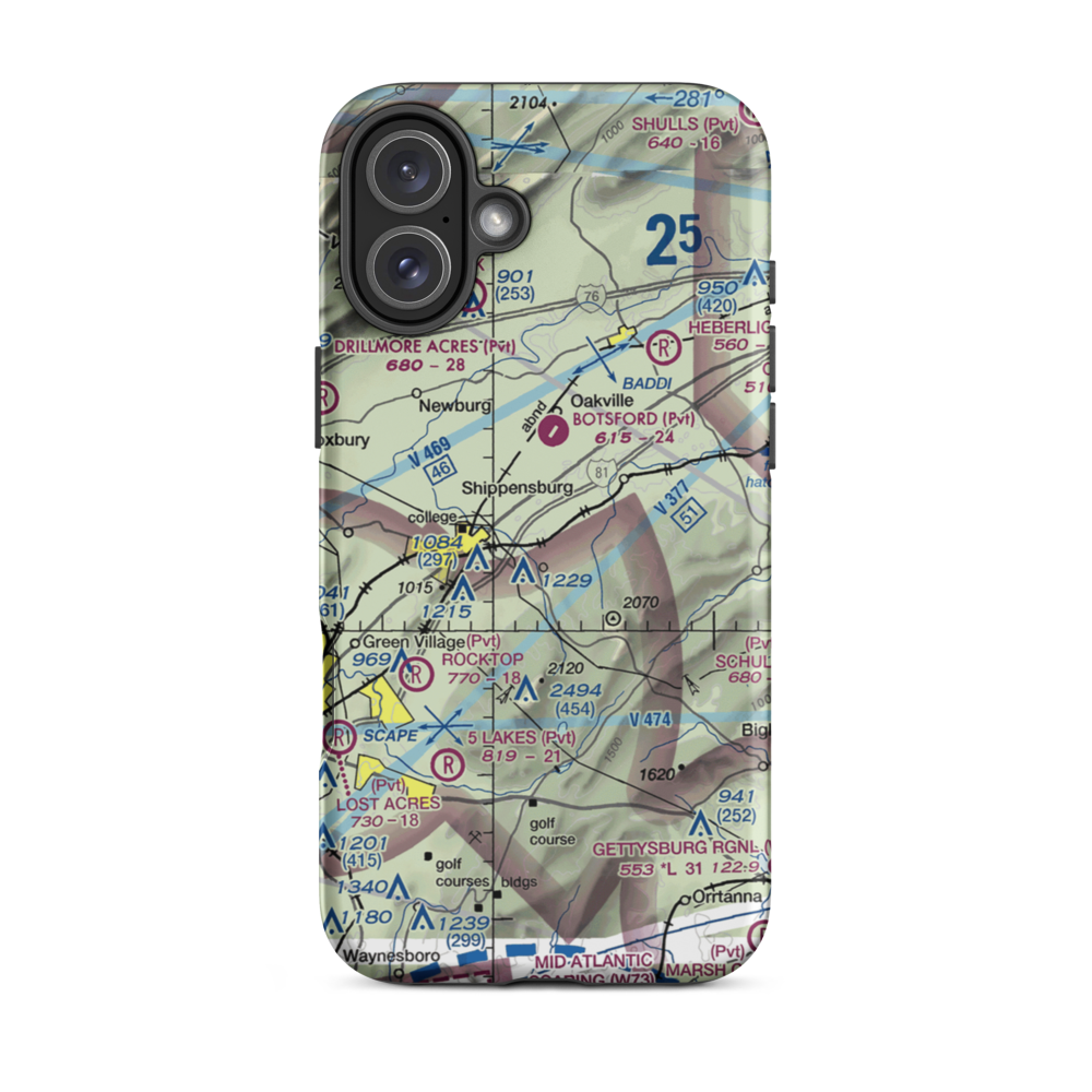 Shippensburg Airport (N42) VFR Sectional  Tough iPhone Case iPhone 16 Plus model shown