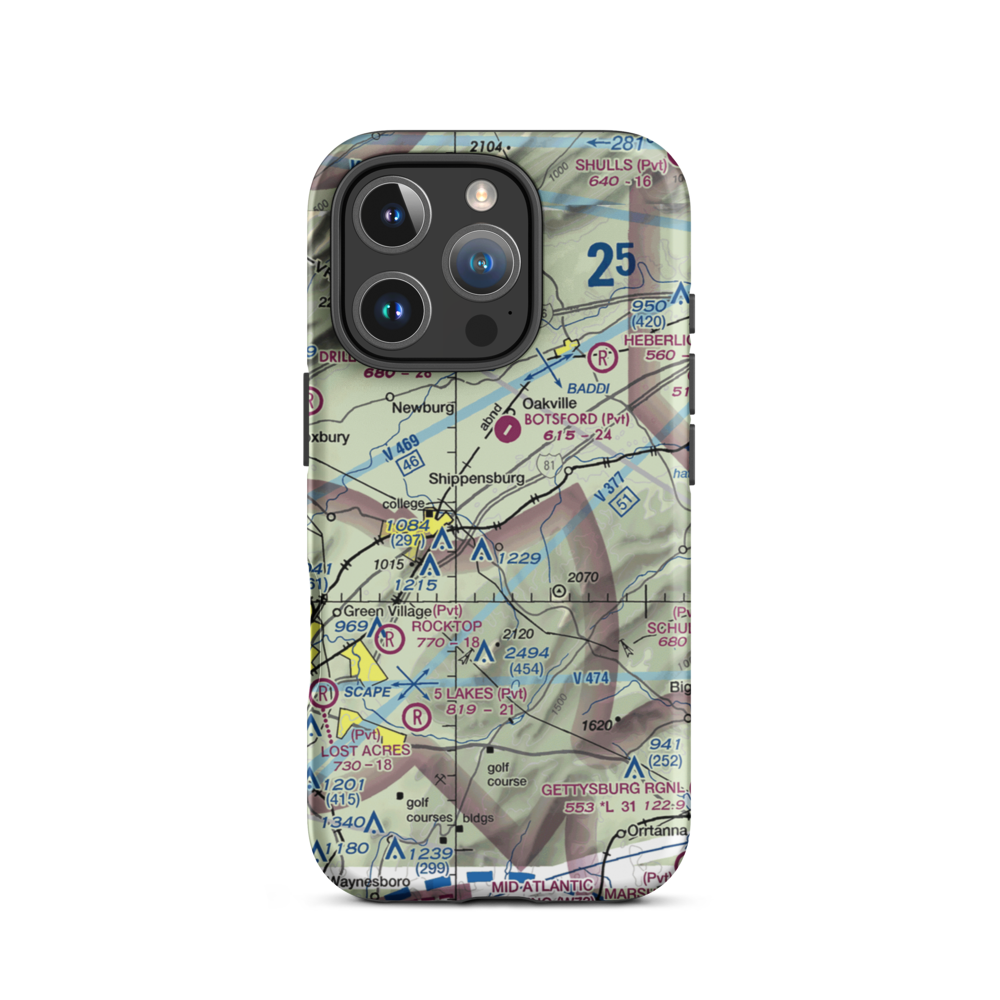 Shippensburg Airport (N42) VFR Sectional  Tough iPhone Case iPhone 16 Pro model shown