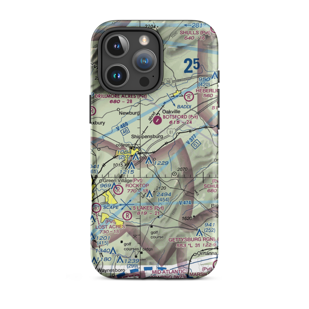Shippensburg Airport (N42) VFR Sectional  Tough iPhone Case iPhone 16 Pro Max model shown