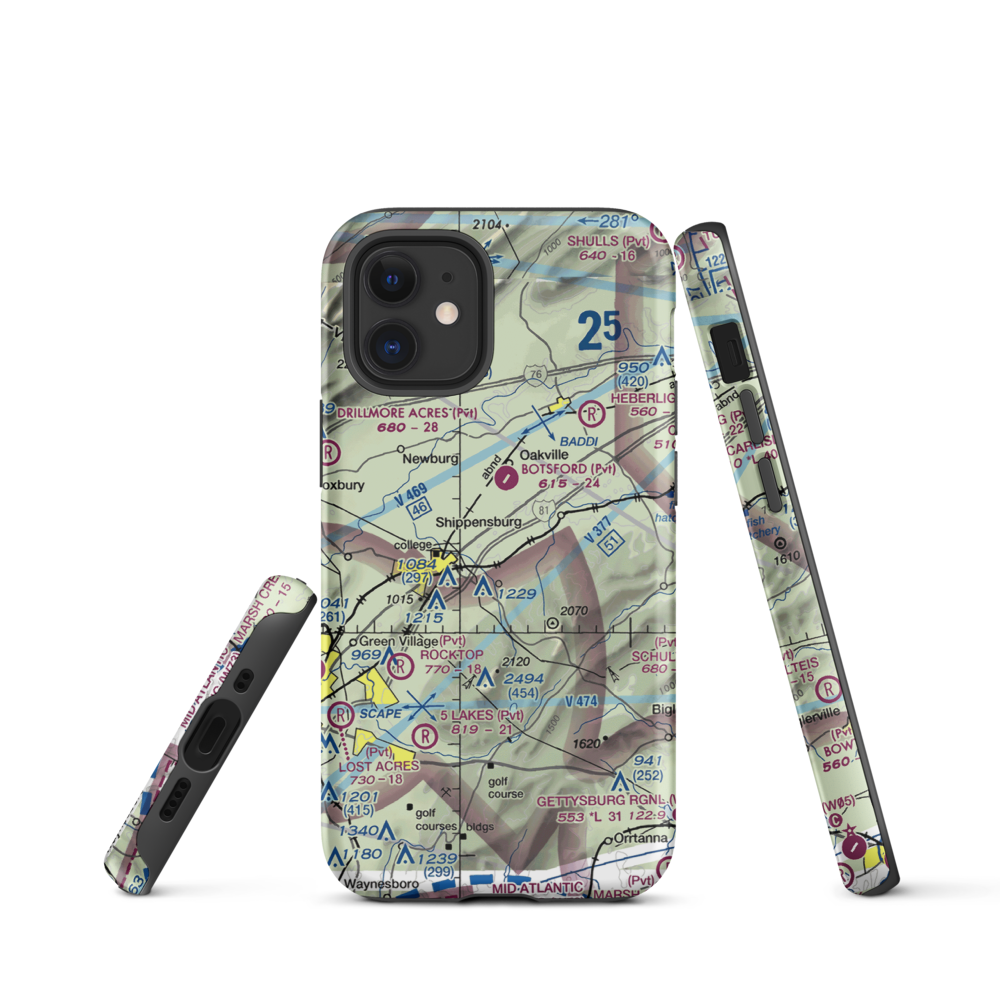 Shippensburg Airport (N42) VFR Sectional  Tough iPhone Case iPhone 12 mini model shown