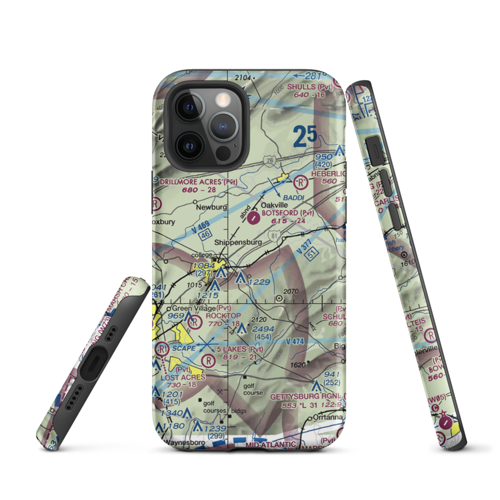 Shippensburg Airport (N42) VFR Sectional  Tough iPhone Case iPhone 12 Pro model shown