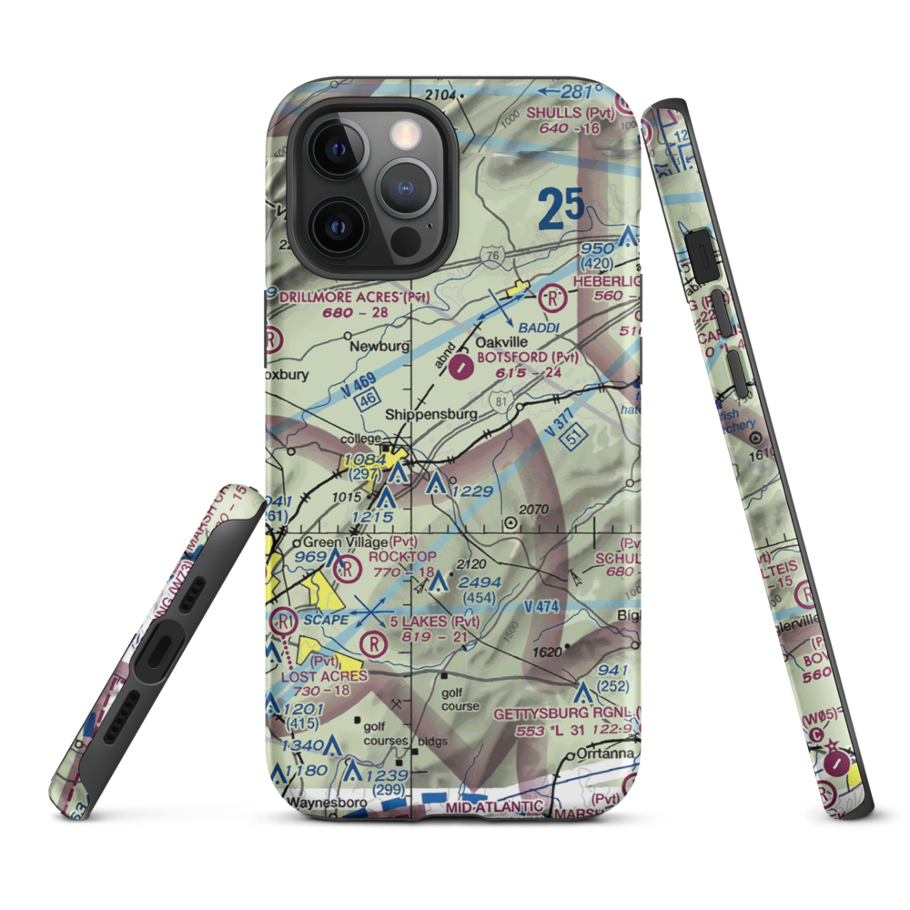 Shippensburg Airport (N42) VFR Sectional  Tough iPhone Case iPhone 12 Pro Max model shown