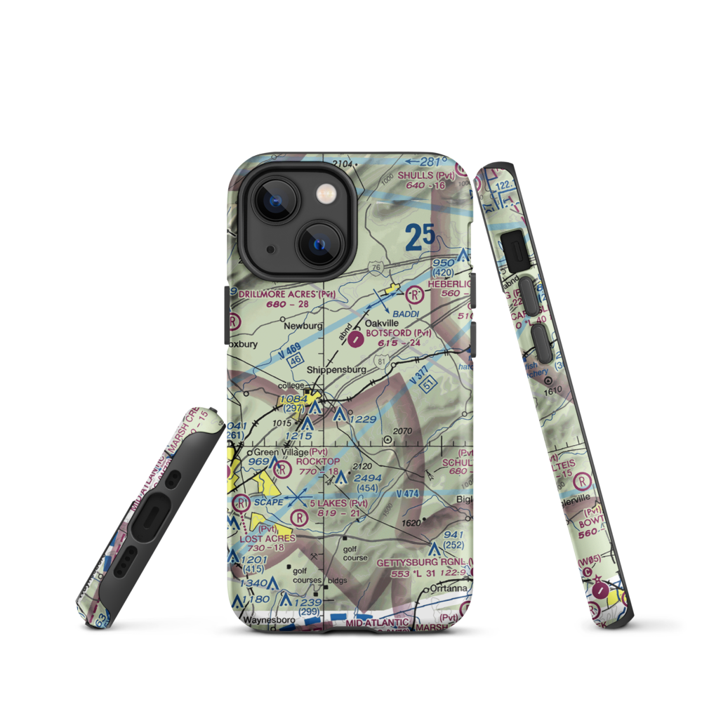 Shippensburg Airport (N42) VFR Sectional  Tough iPhone Case iPhone 13 mini model shown