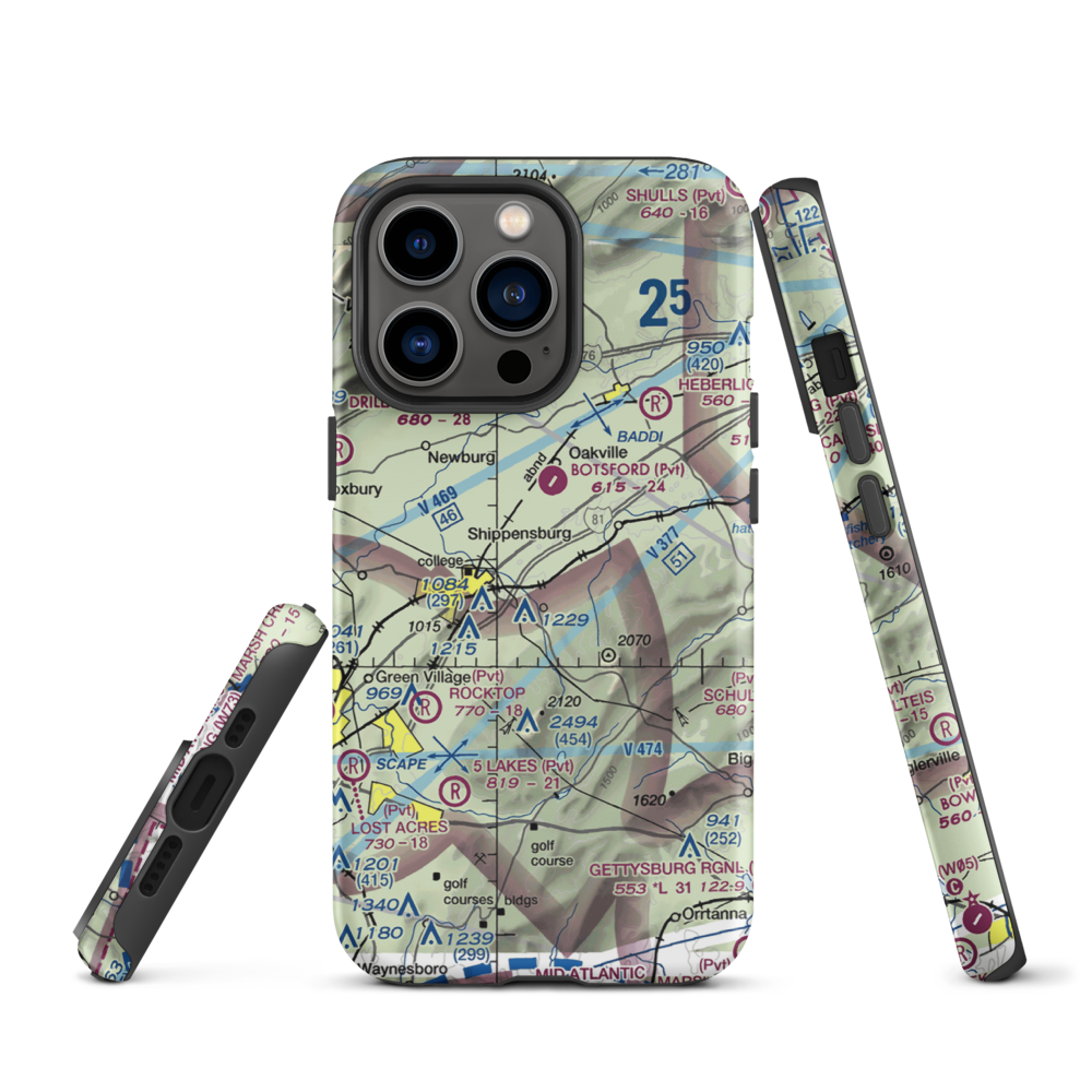 Shippensburg Airport (N42) VFR Sectional  Tough iPhone Case iPhone 13 Pro model shown