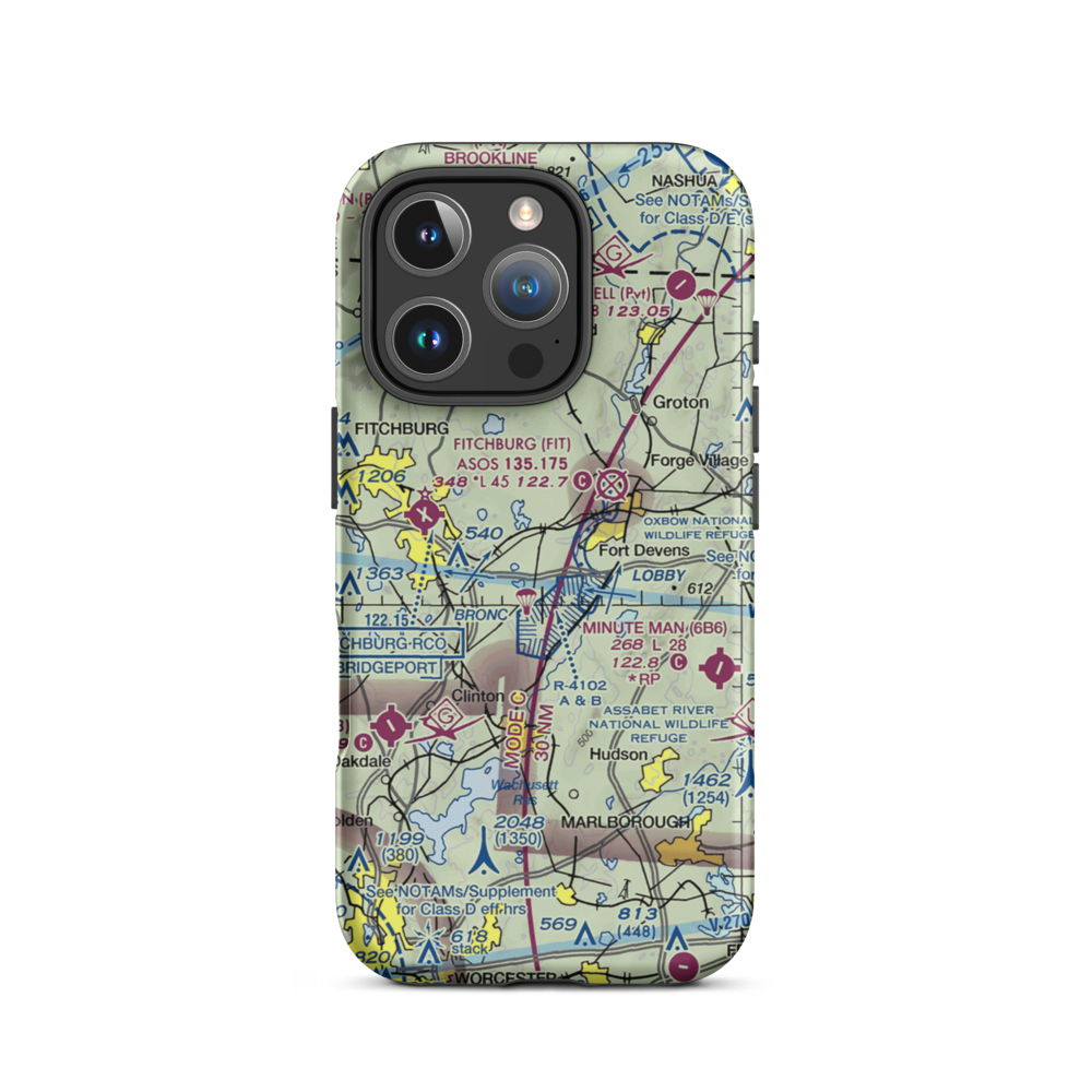 Shirley Airport (61MA) VFR Sectional  Tough iPhone Case iPhone 16 Pro model shown