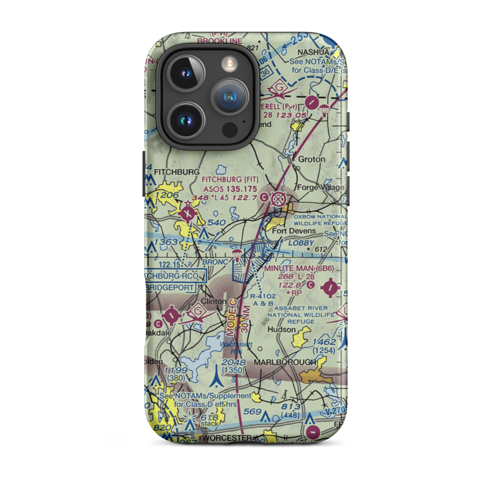 Shirley Airport (61MA) VFR Sectional  Tough iPhone Case iPhone 16 Pro Max model shown