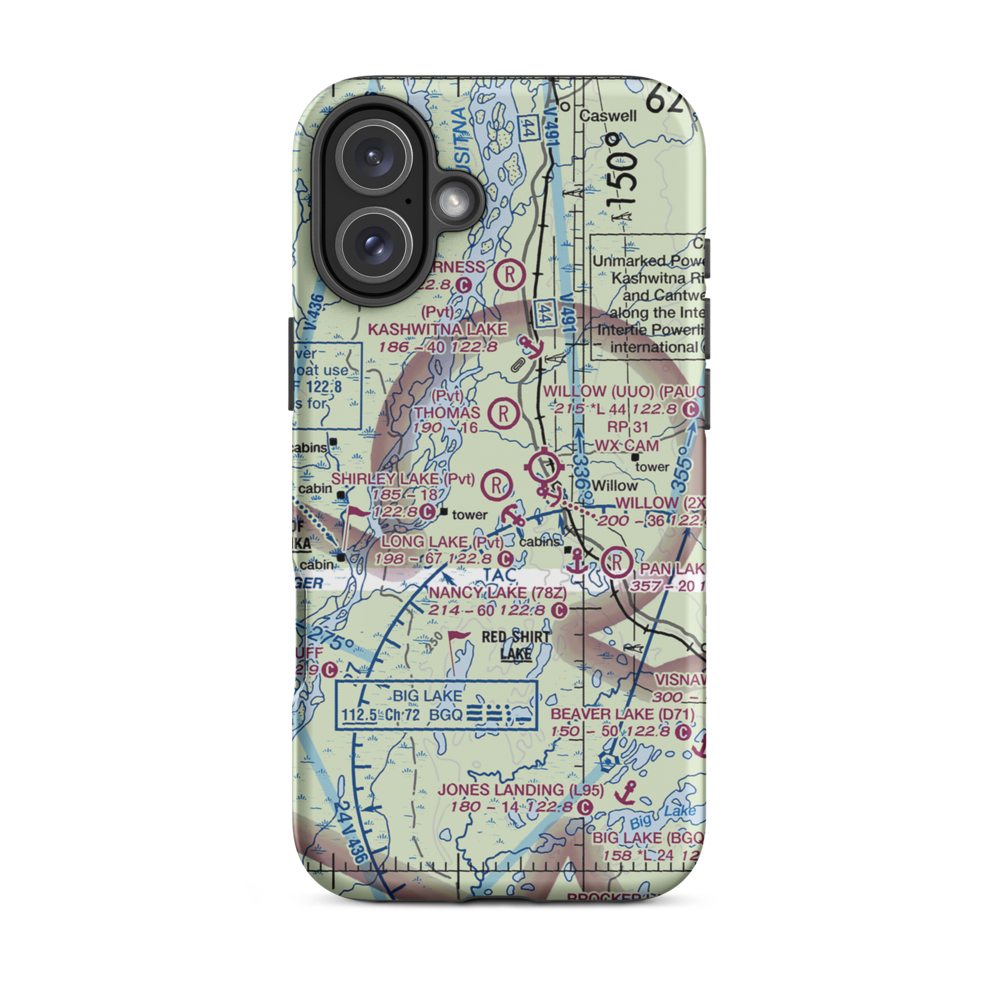 Shirley Lake Airport (AK90) VFR Sectional  Tough iPhone Case iPhone 16 Plus model shown