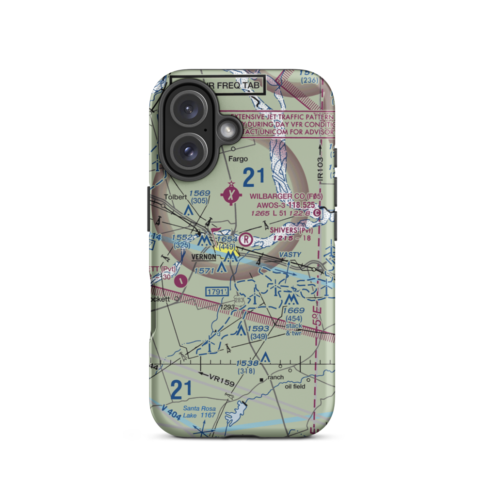 Shivers Private Airport (53TA) VFR Sectional  Tough iPhone Case iPhone 16 model shown