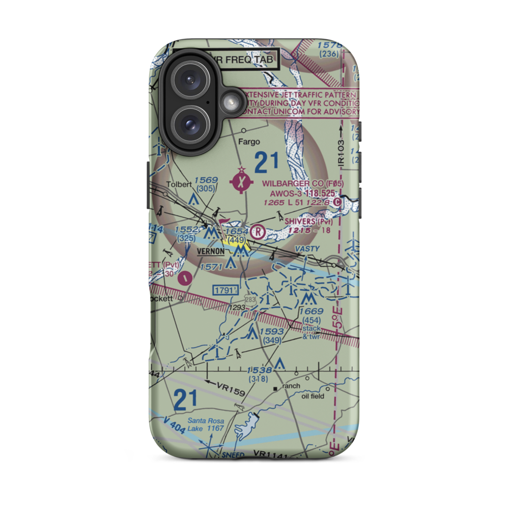 Shivers Private Airport (53TA) VFR Sectional  Tough iPhone Case iPhone 16 Plus model shown