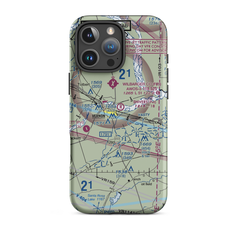 Shivers Private Airport (53TA) VFR Sectional  Tough iPhone Case iPhone 16 Pro Max model shown