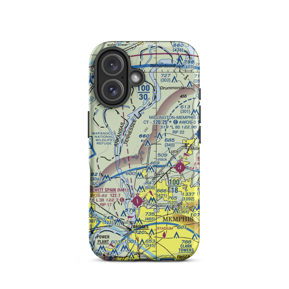 Shoemaker-Shelby Forest Airport (2TN4) VFR Sectional  Tough iPhone Case iPhone 16 model shown