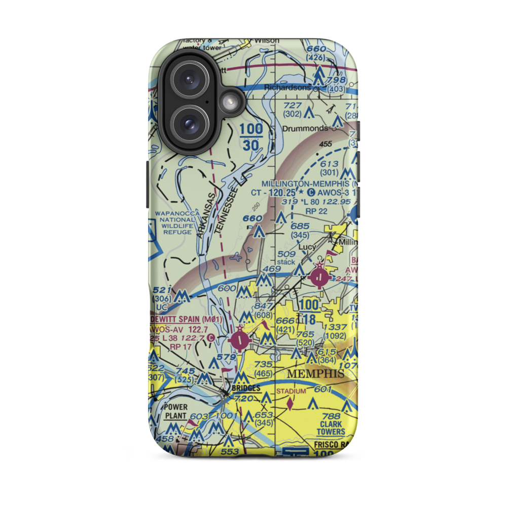 Shoemaker-Shelby Forest Airport (2TN4) VFR Sectional  Tough iPhone Case iPhone 16 Plus model shown
