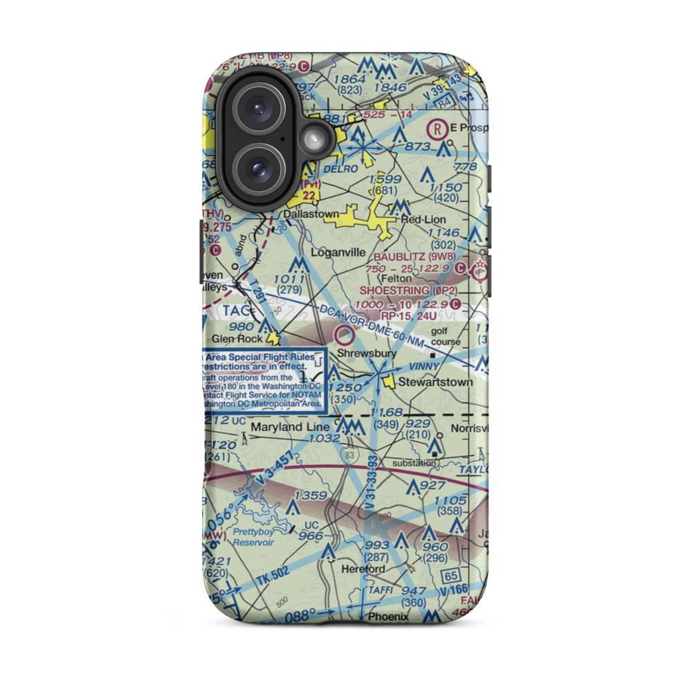 Shoestring Aviation Airfield (0P2) VFR Sectional  Tough iPhone Case iPhone 16 Plus model shown