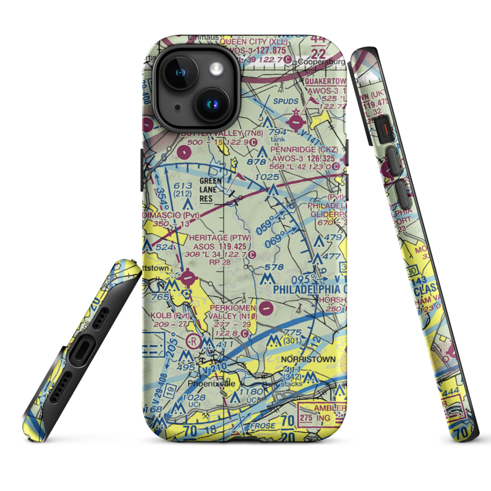 Shontz Airport (74PA) VFR Sectional  Tough iPhone Case iPhone 15 Plus model shown
