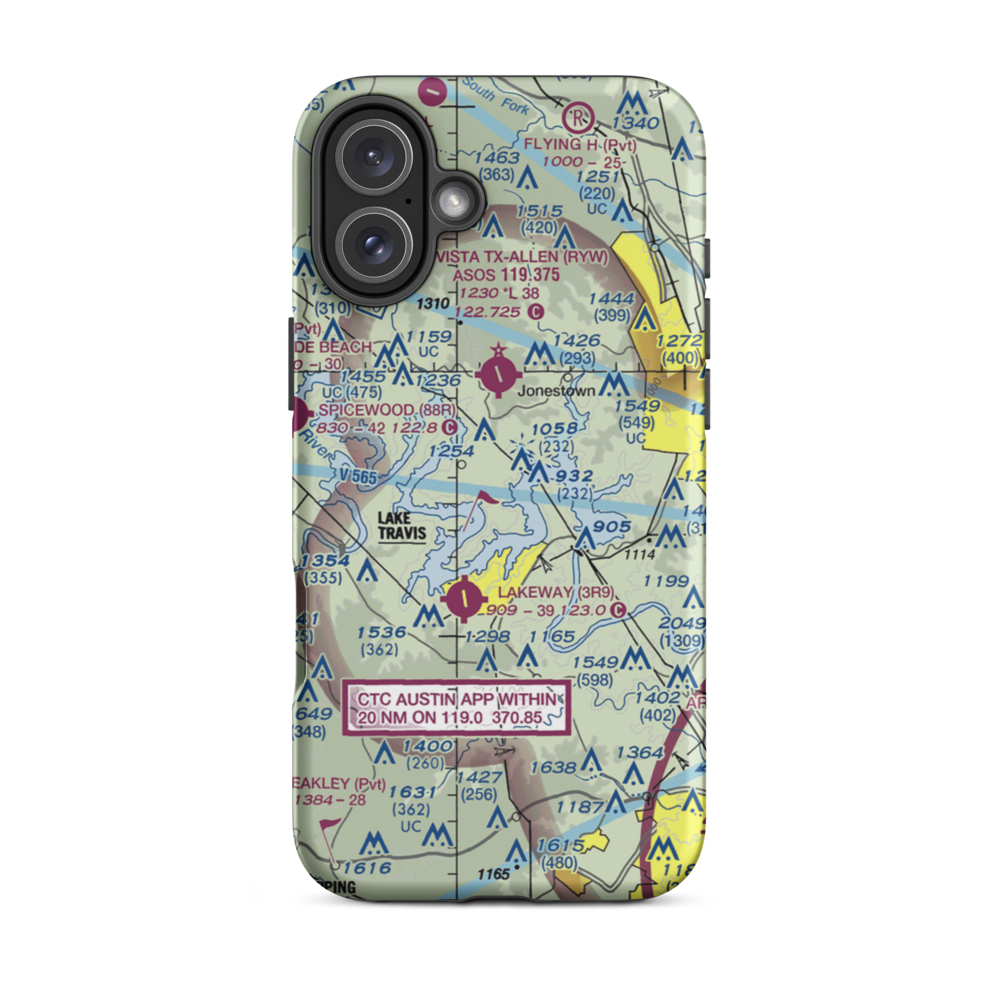Shoreline Ranch Airport (1TX4) VFR Sectional  Tough iPhone Case iPhone 16 Plus model shown
