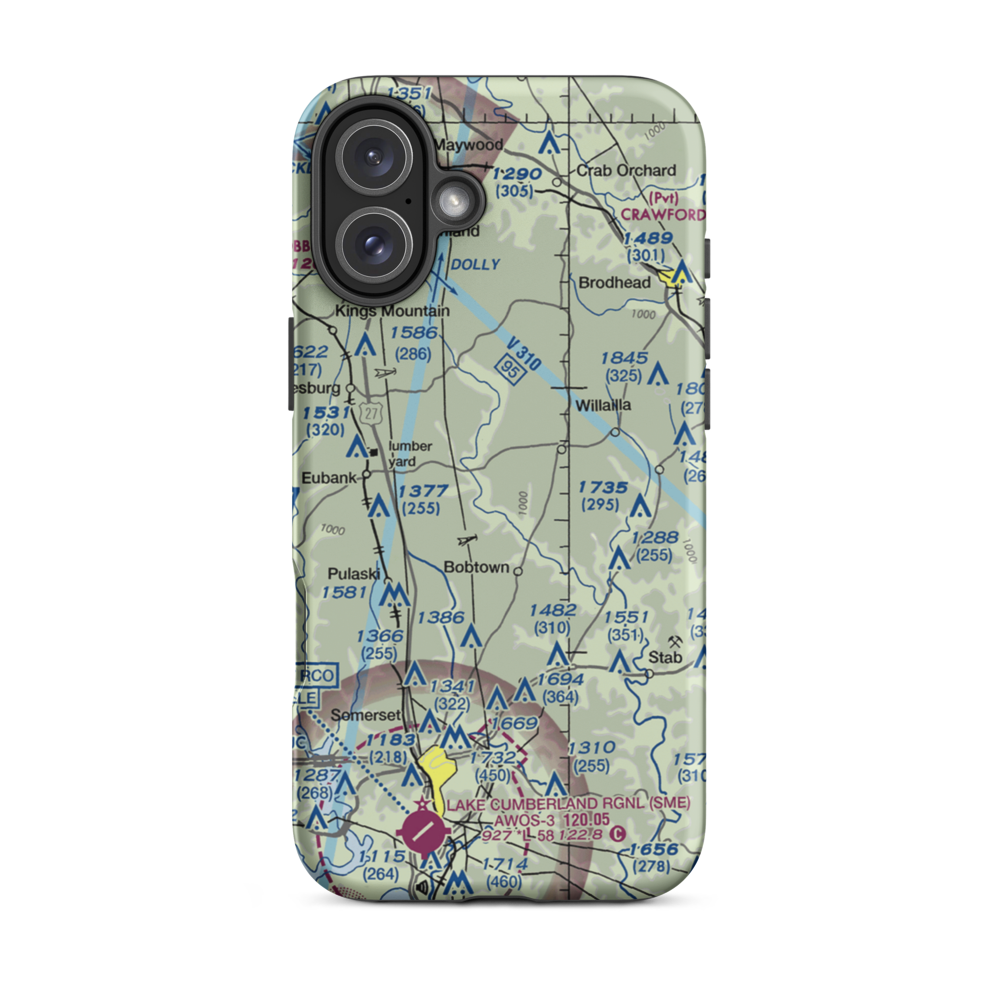 Short Airport (53KY) VFR Sectional  Tough iPhone Case iPhone 16 Plus model shown