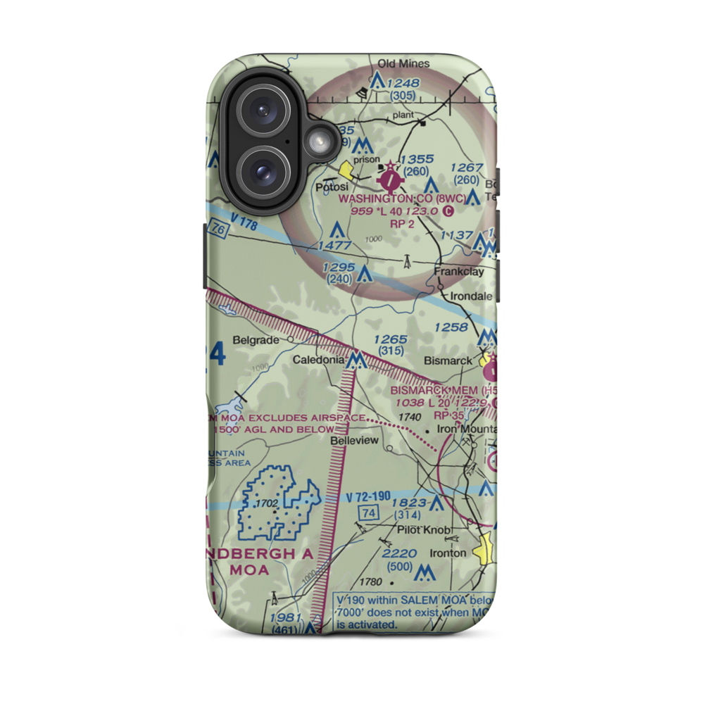 Short-N-Ruff Airport (0MO2) VFR Sectional  Tough iPhone Case iPhone 16 Plus model shown