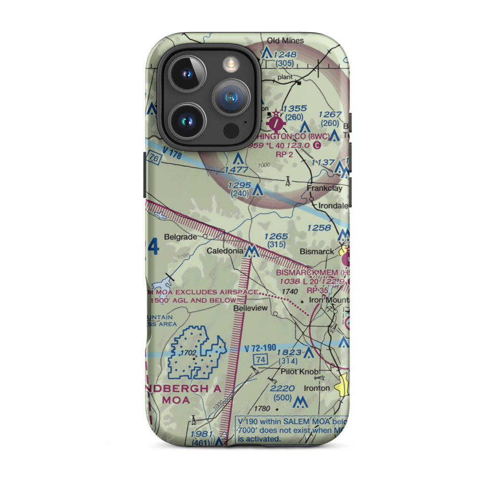 Short-N-Ruff Airport (0MO2) VFR Sectional  Tough iPhone Case iPhone 16 Pro Max model shown