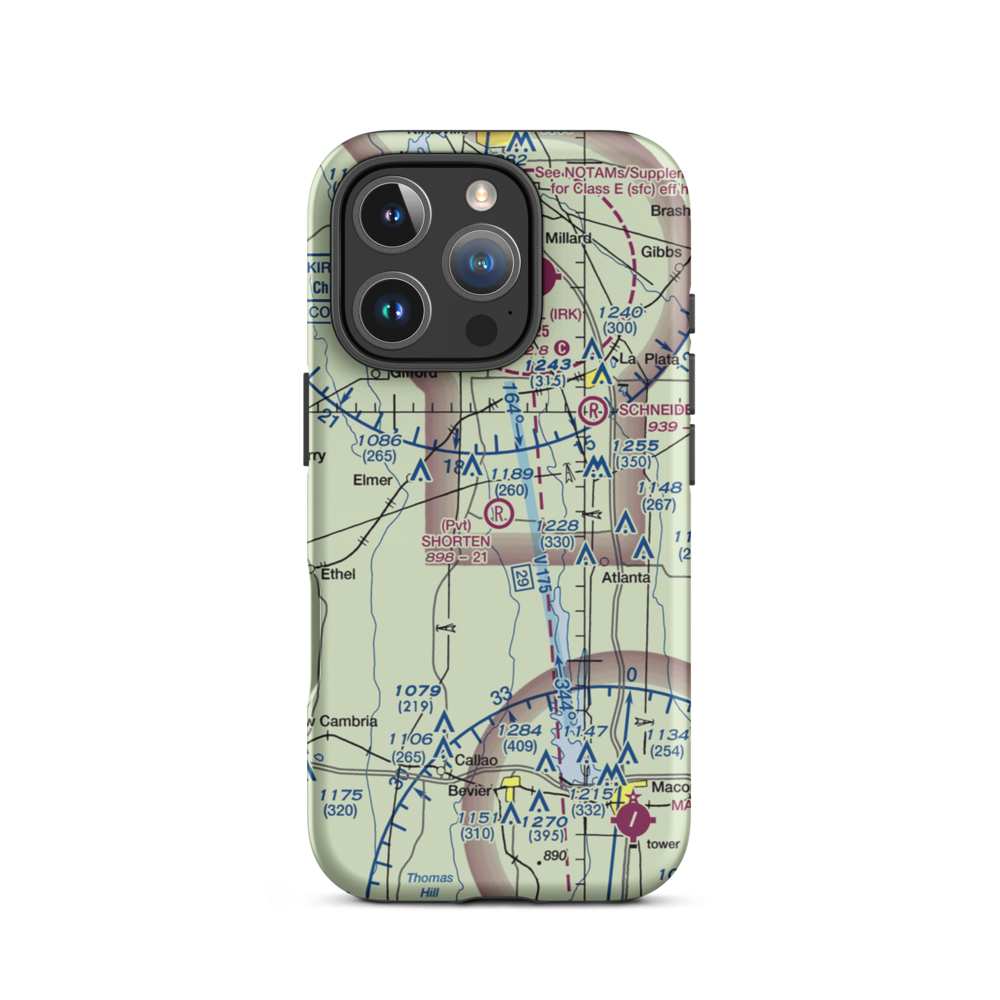 Shorten Airfield (MU06) VFR Sectional  Tough iPhone Case iPhone 16 Pro model shown