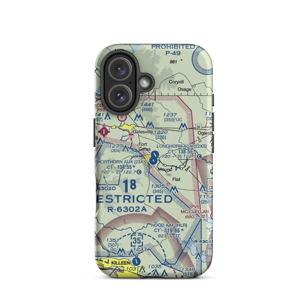 Shorthorn Aux Landing Strip (23XS) VFR Sectional  Tough iPhone Case iPhone 16 model shown