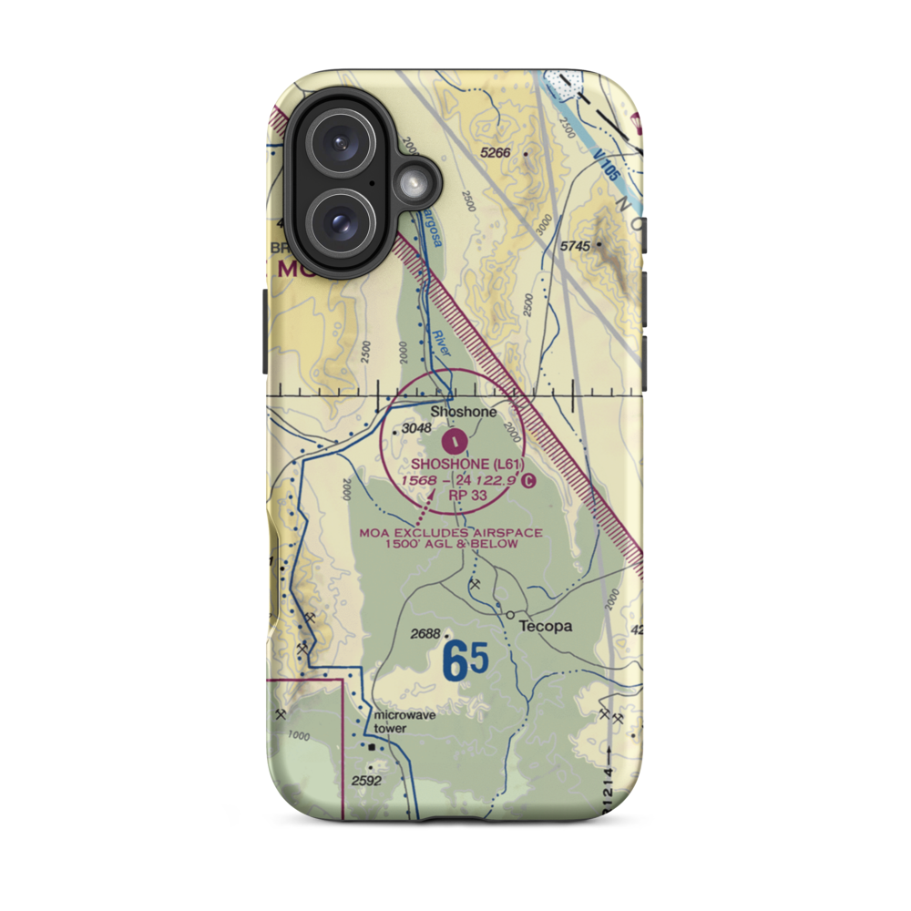 Shoshone Airport (L61) VFR Sectional  Tough iPhone Case iPhone 16 Plus model shown