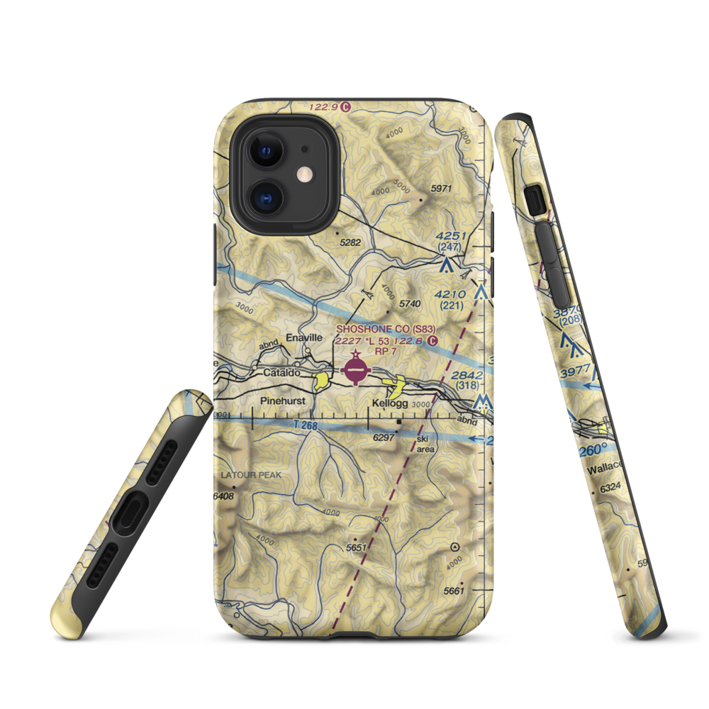 Shoshone County Airport (S83) VFR Sectional  Tough iPhone Case iPhone 11 model shown