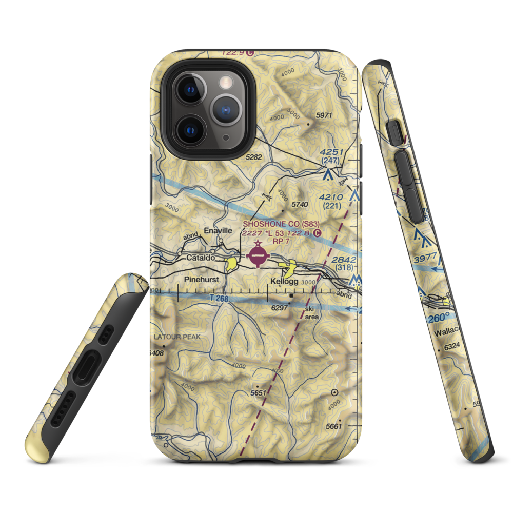 Shoshone County Airport (S83) VFR Sectional  Tough iPhone Case iPhone 11 Pro model shown
