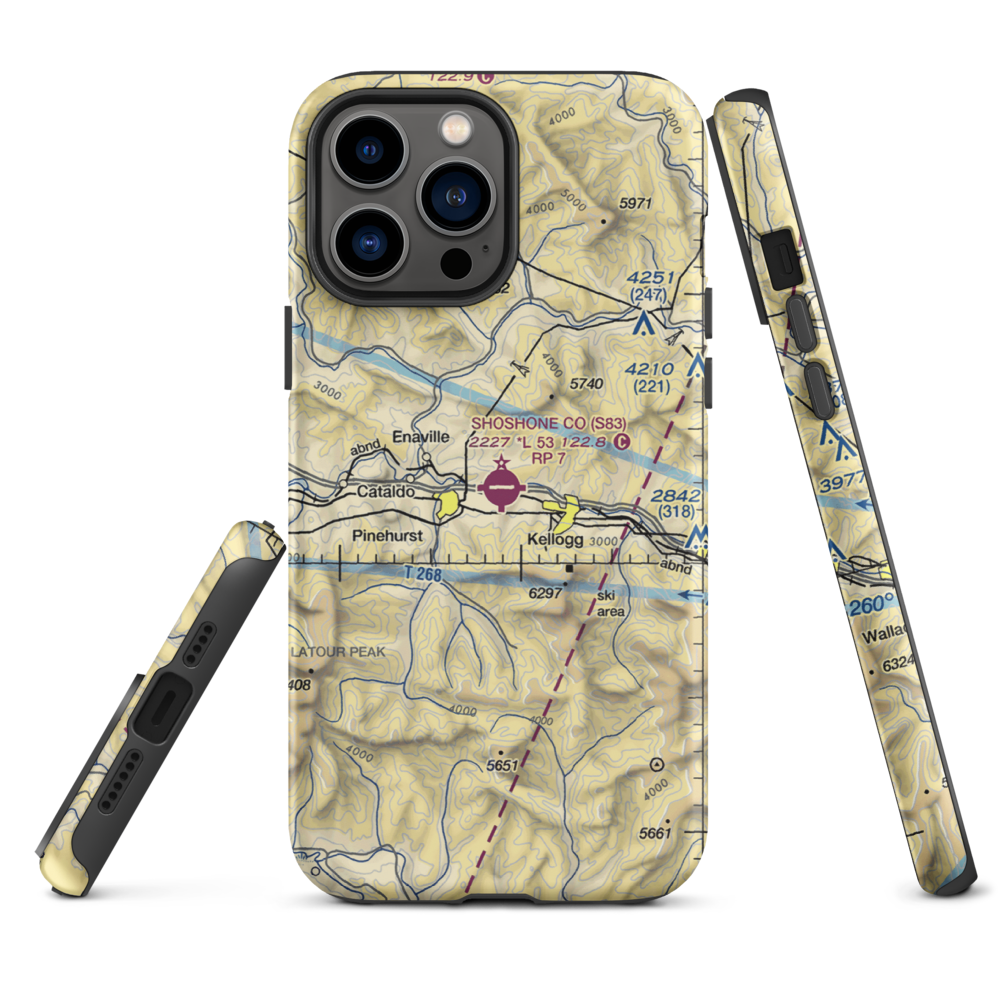 Shoshone County Airport (S83) VFR Sectional  Tough iPhone Case iPhone 13 Pro Max model shown