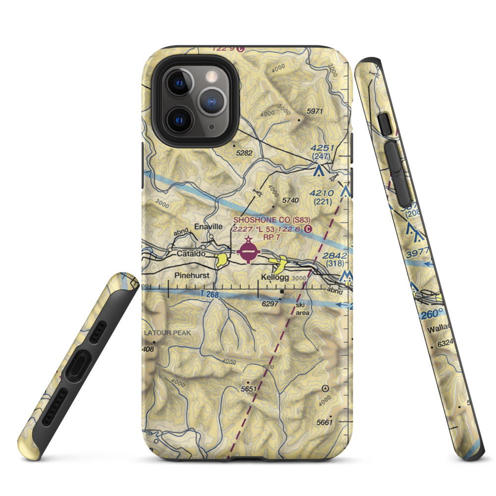 Shoshone County Airport (S83) VFR Sectional  Tough iPhone Case iPhone 11 Pro Max model shown
