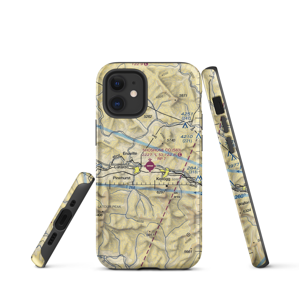 Shoshone County Airport (S83) VFR Sectional  Tough iPhone Case iPhone 12 mini model shown