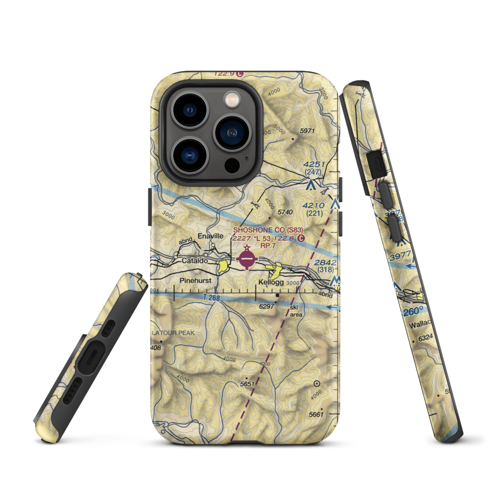 Shoshone County Airport (S83) VFR Sectional  Tough iPhone Case iPhone 13 Pro model shown