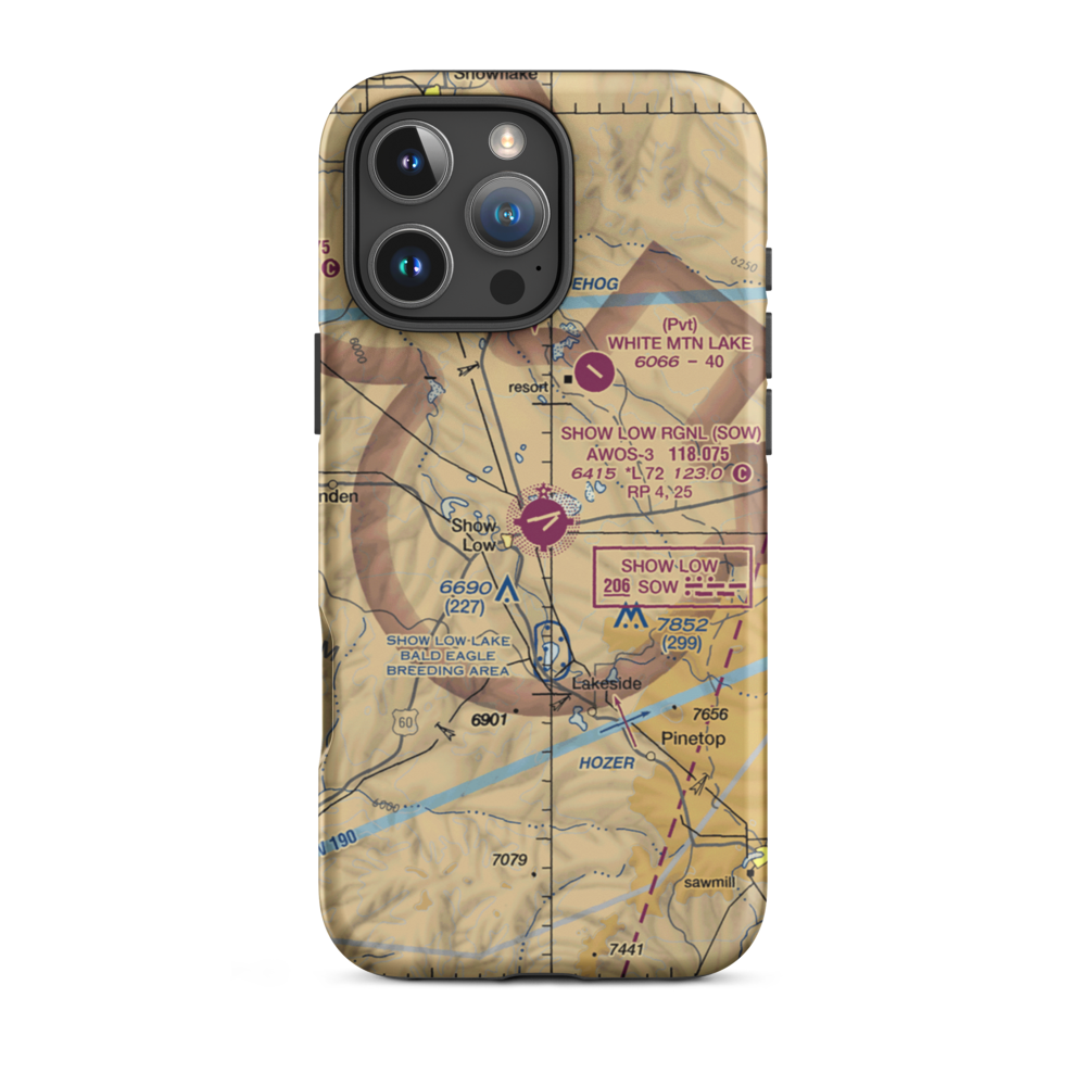 Show Low Regional Airport (SOW) VFR Sectional  Tough iPhone Case iPhone 16 Pro Max model shown