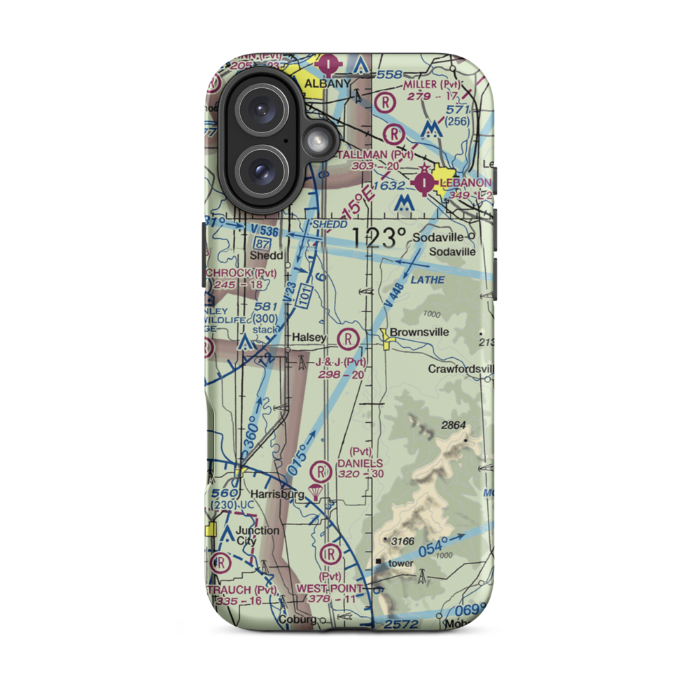 Showa Airport (OR94) VFR Sectional  Tough iPhone Case iPhone 16 Plus model shown